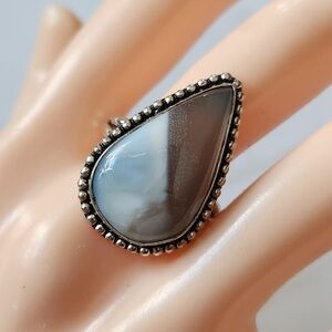 Owhyee Blue Opal 925 Silver Plated Handmade Ring Size 10